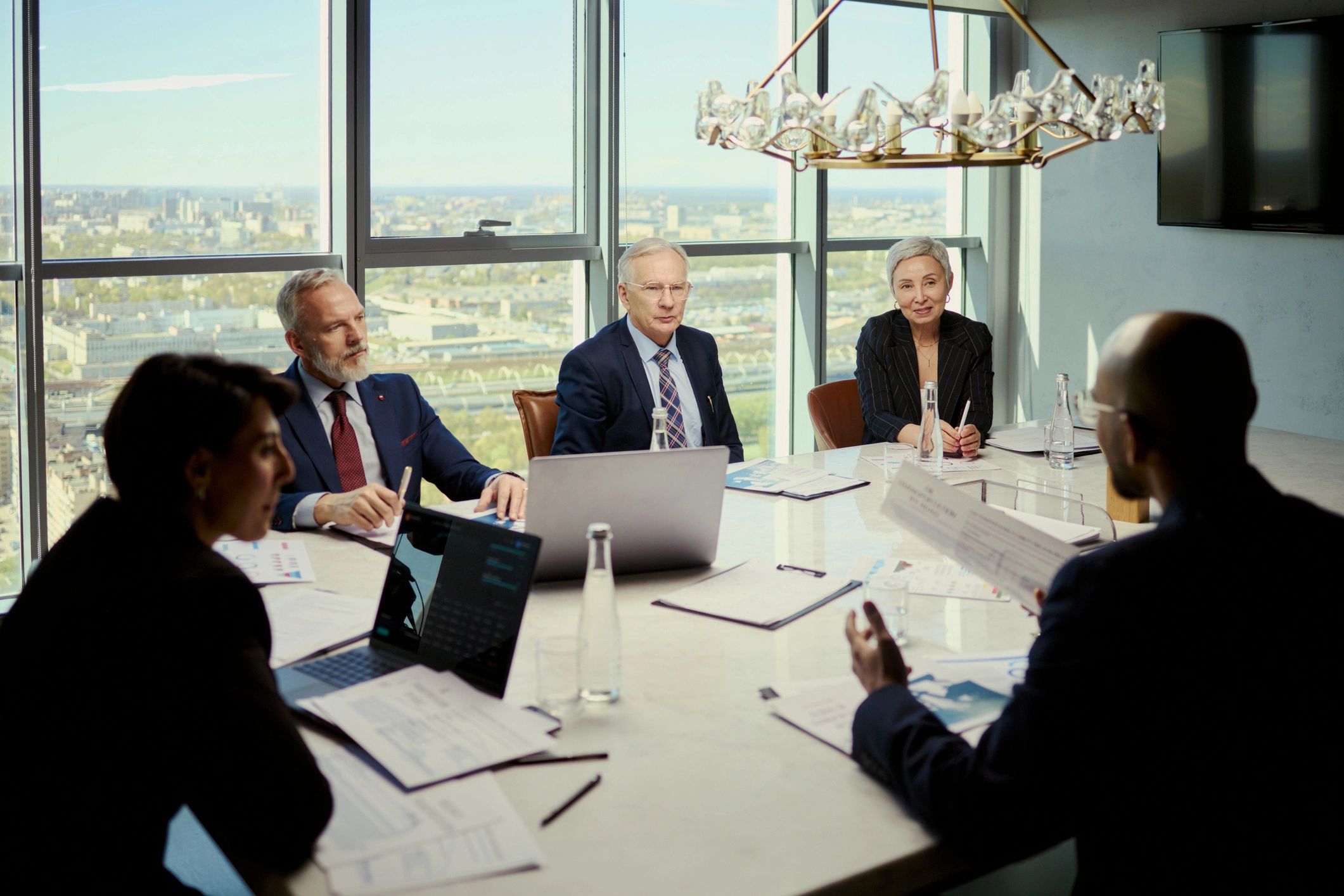 Business team reviewing systems and strategy